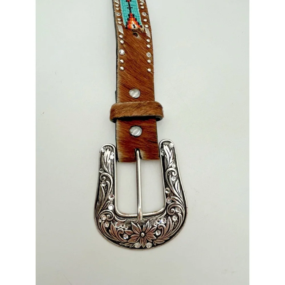 Ariat Western Belt Girls Unisex 22 Native Beaded Cow Hair Leather A1302602 27